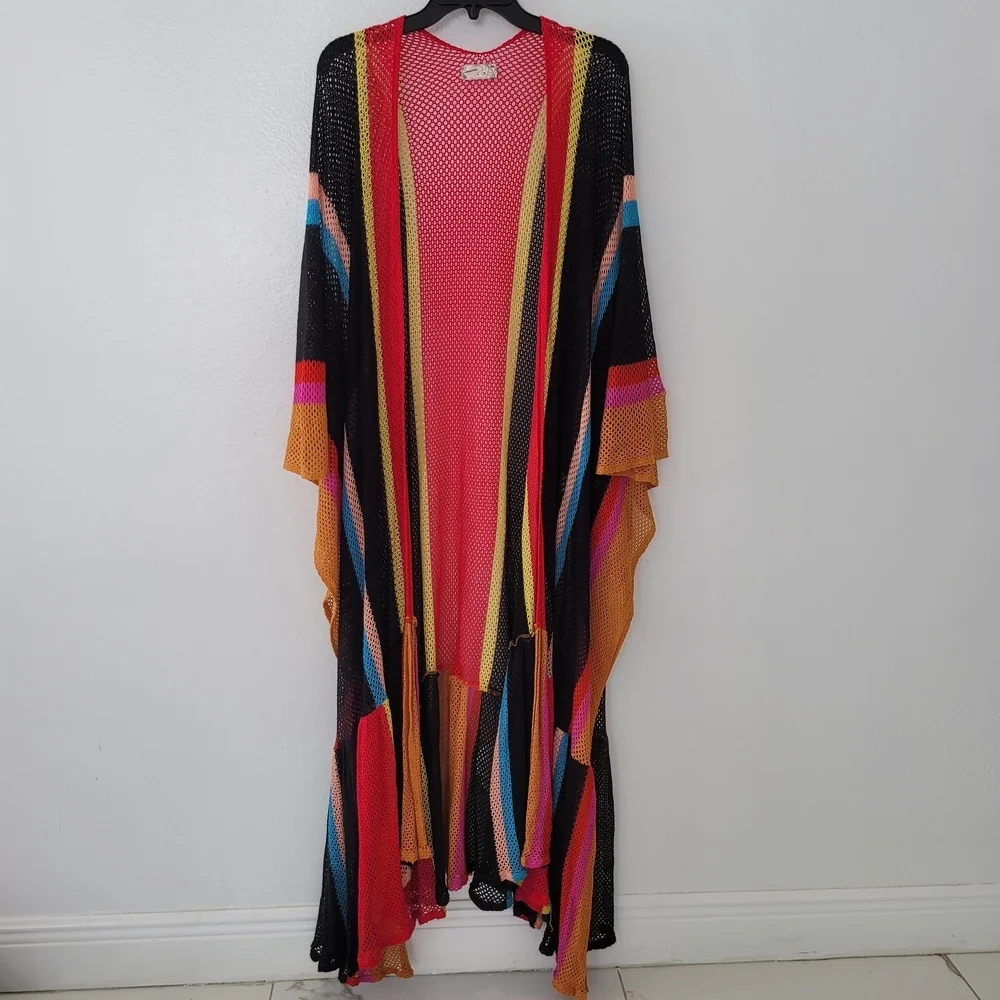 Free People sea vista striped maxi duster - pink One Size Cotton 100%